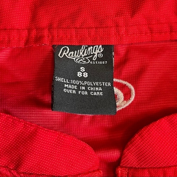 Rawlings Men’s 1/4 Zip Short Sleeved Red Wind Breaker Jacket - Picture 9 of 10